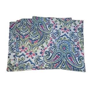 Envogue Placemats Set of 4 Paisley Floral Blue Green Pink Cotton Modern  15"